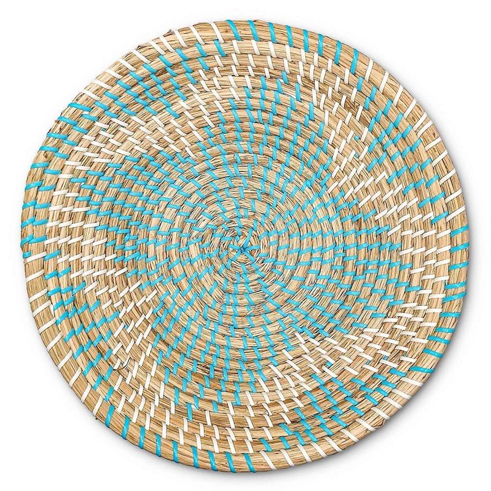 Vietnam Seagrass Wall Plate with Plastic Strings, Wall Basket Decor, Hanging Woven plate