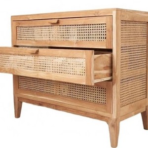 Hot Trend Wooden Rattan Cane Webbing Cabinet For Vintage Home Look