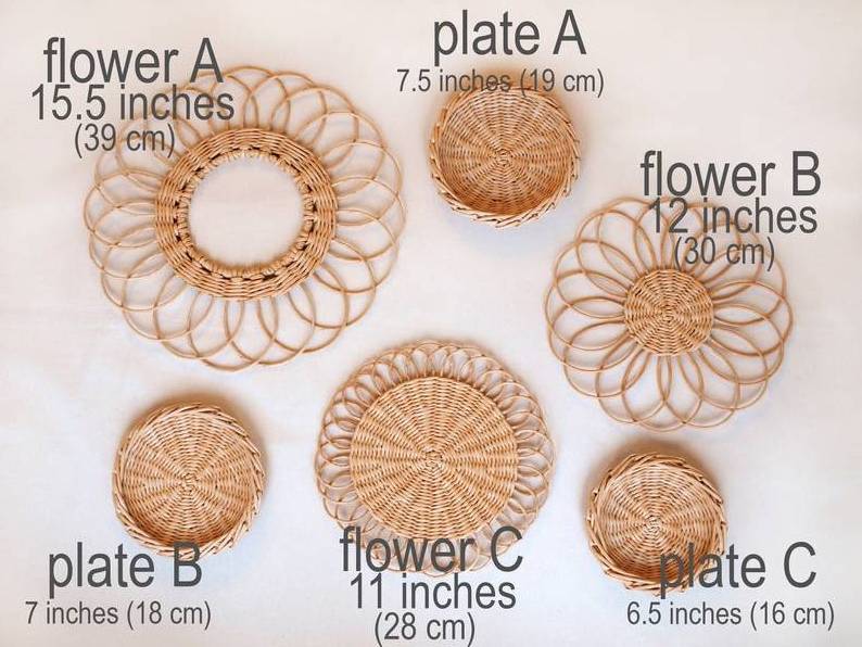 Wicker flower boho wall hanging decor