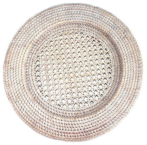 Hot selling whitewashed rattan charger plate ,handwoven rattan charger dish