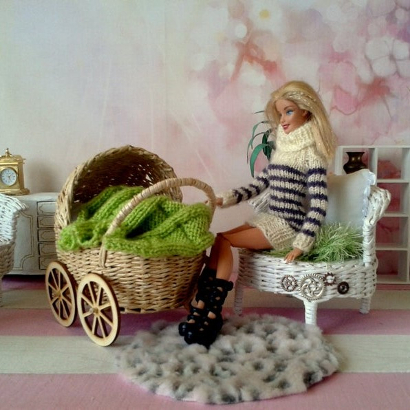 Natural Wicker Seagrass Baby Carriage Wicker Doll Stroller from Viet Nam