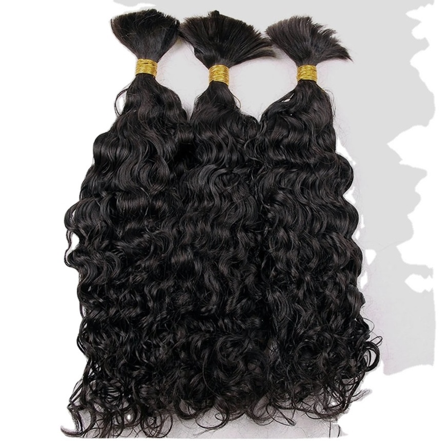 Water Wave Indian Human Hair Bulk For Braiding Curly Style Bulk Human Hair Extension No Weft Human Hair Weaving Bundles