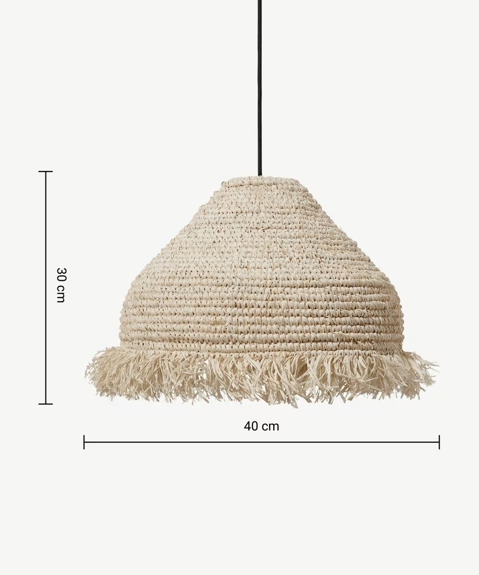 Cone paper raffia rattan tassel lampshade bamboo lampshade fringed lampshade DIY ceiling light