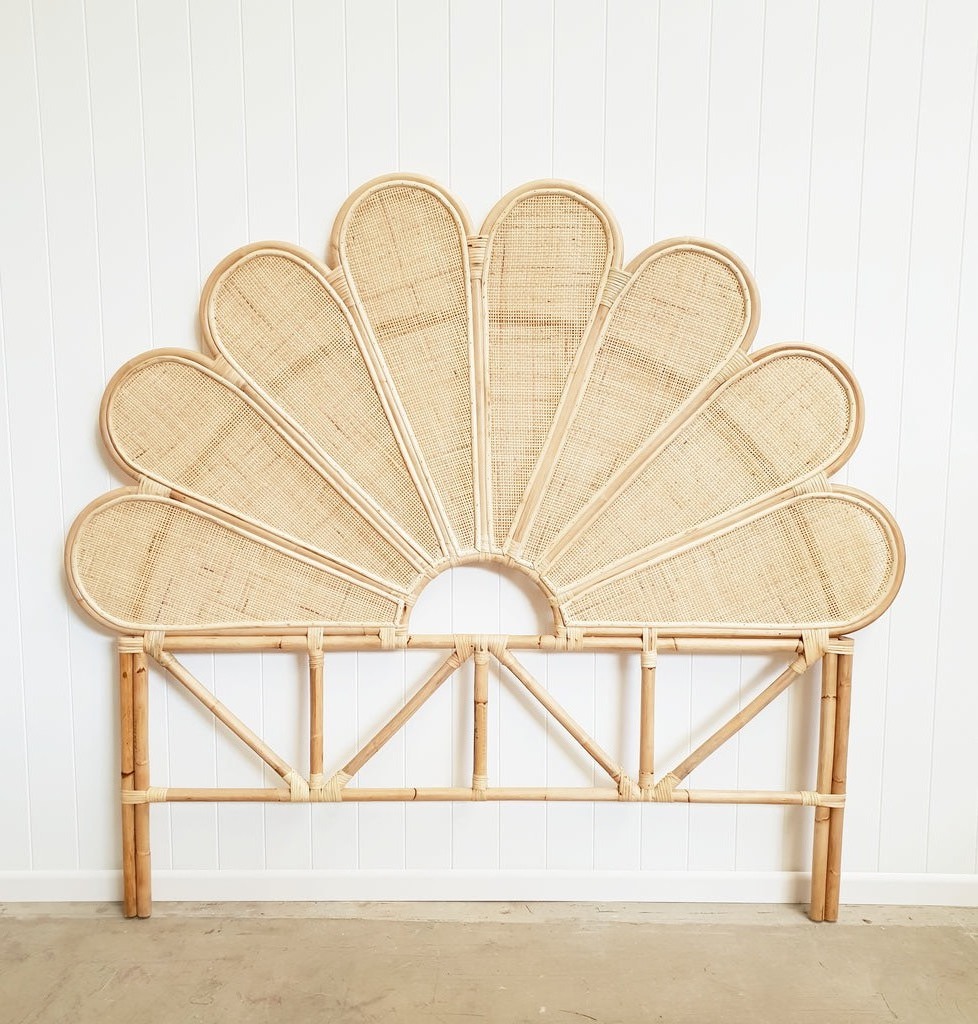 Handcrafted Rattan Floral Design Headboard for Bedroom Furniture