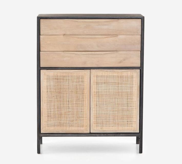 High demand Wooden combine rattan wardrobe for bedroom handmade in Vietnam