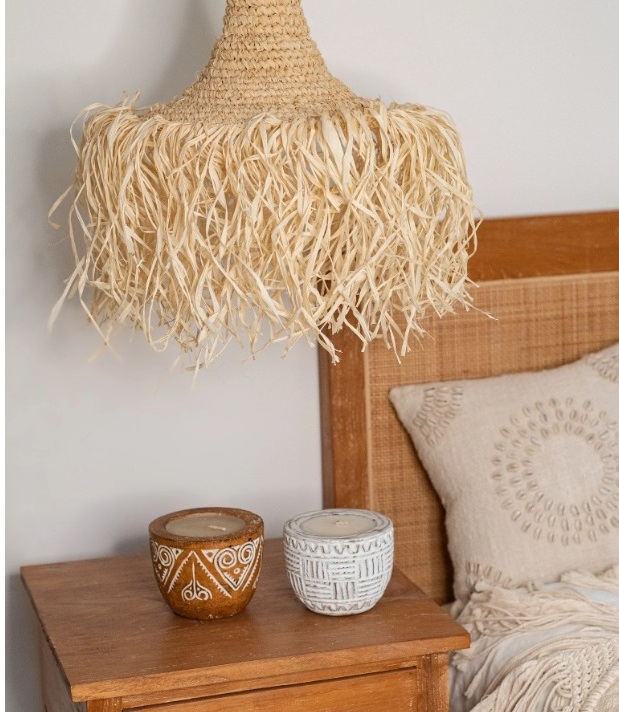 2022 Boho Straw Lampshade Bohemian Lighting and  Natural Home Decor