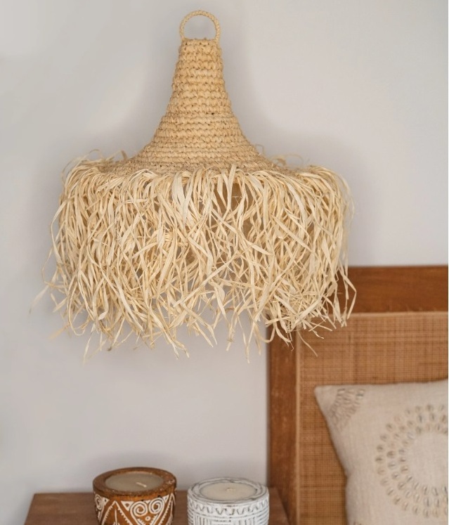 2022 Boho Straw Lampshade Bohemian Lighting and  Natural Home Decor