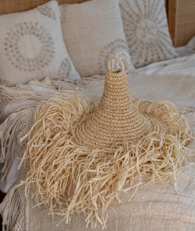 2022 Boho Straw Lampshade Bohemian Lighting and  Natural Home Decor