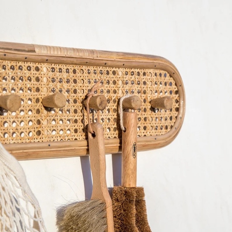 Rattan Coat Rack, Wicker Wall Hook Rack