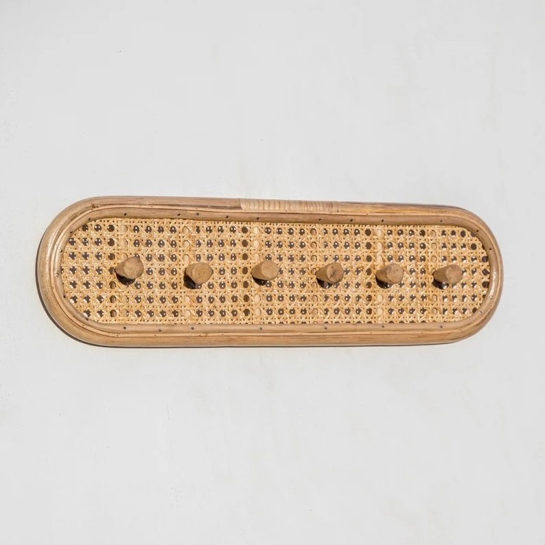 Rattan Coat Rack, Wicker Wall Hook Rack