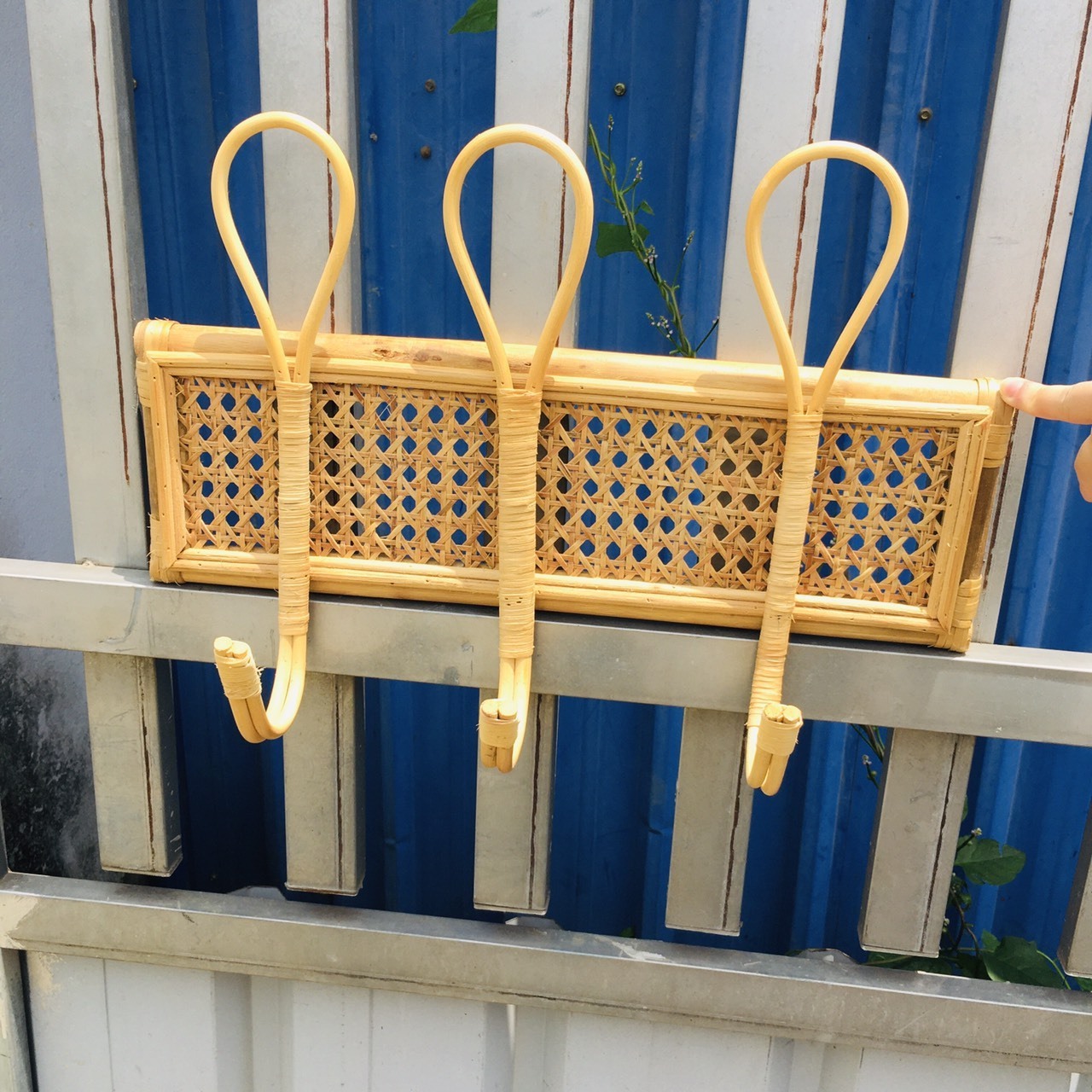 Natural Rattan Peg Rack, Wicker Wall Hook Rack, Coat Rack