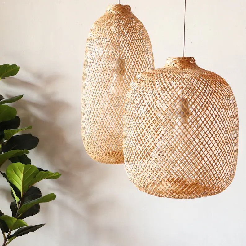 Hanging Ceiling Lampshade, Bamboo Pedant Light, Boho Lighting