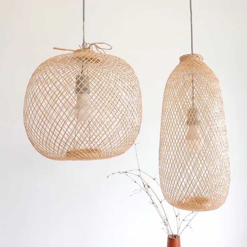 Hanging Ceiling Lampshade, Bamboo Pedant Light, Boho Lighting