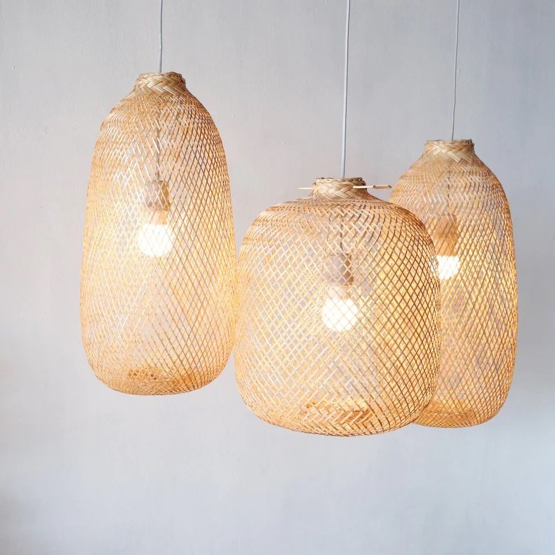 Hanging Ceiling Lampshade, Bamboo Pedant Light, Boho Lighting