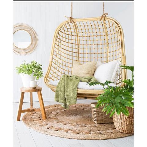 Outdoor Indoor Furniture Rattan Double Seated Egg Hanging Swing Chair