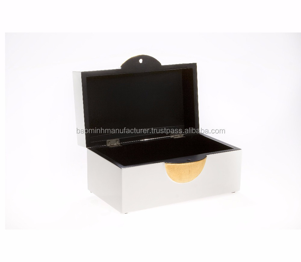 Shiny white wood lacquer box Vietnam wholesaler