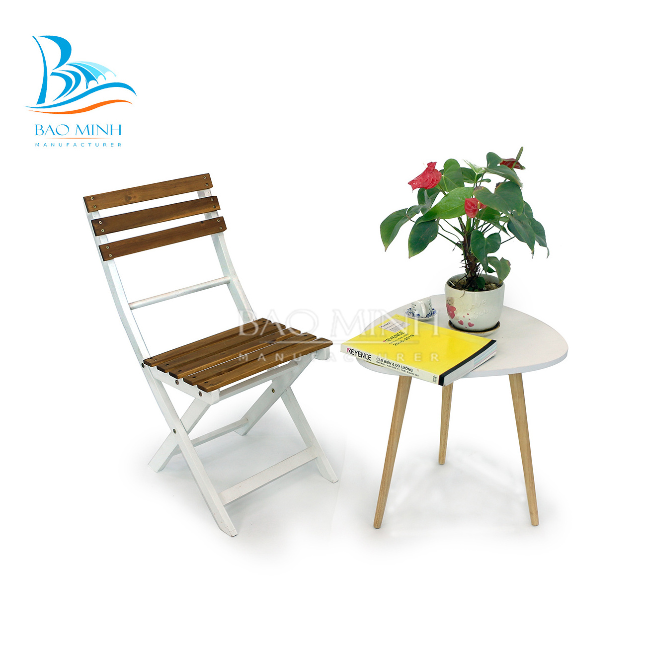 Wooden acacia bistro set outdoor furniture