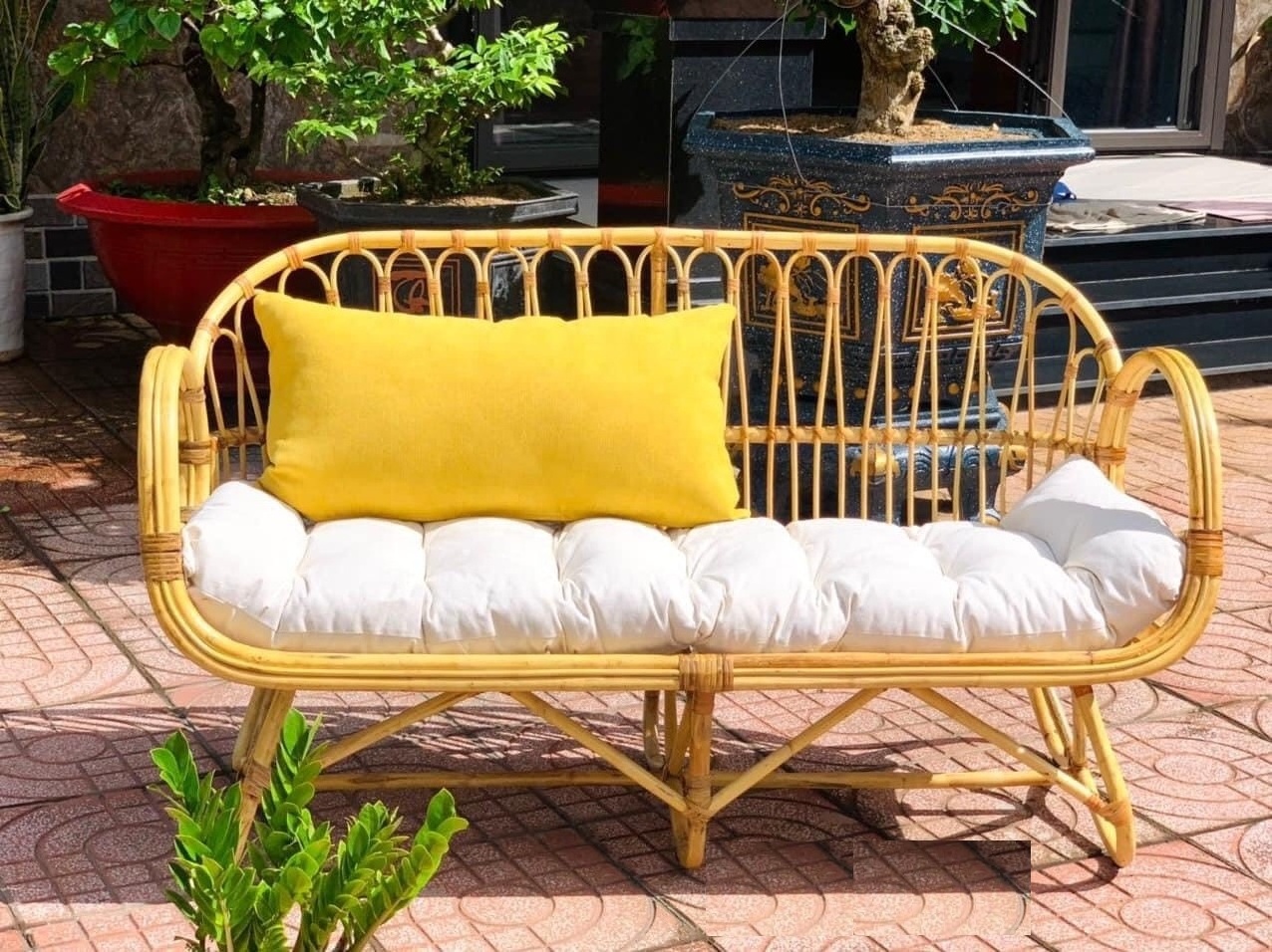 Vintage Rattan Living Room Sofas Set Furniture Handmade From Manufacturer in Vietnam Eco friendly High Quality