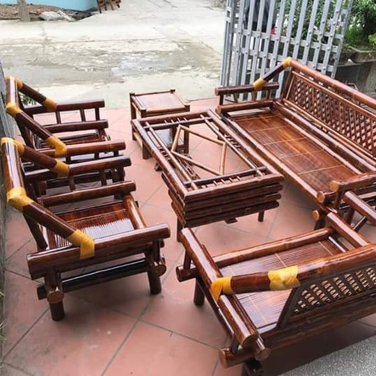 Handmade Bamboo Table and Chairs Set Garden Outdoor Furniture Handmade From Vietnam