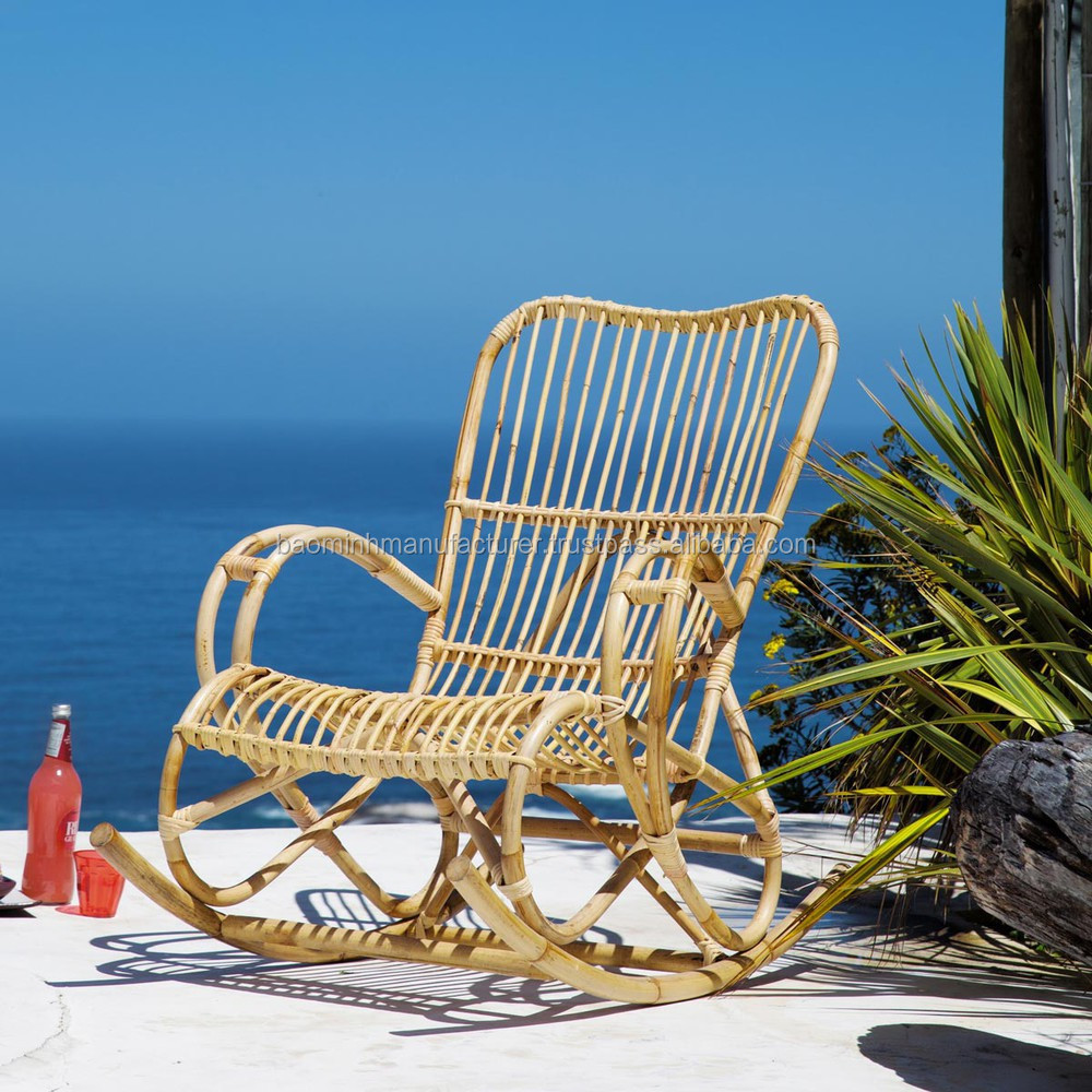 Classic design rattan bamboo rocking chair