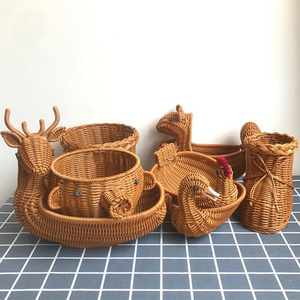 Wholesale cheapest rattan fruit basket with animal shape for Christmas decoration handmade from Vietnam