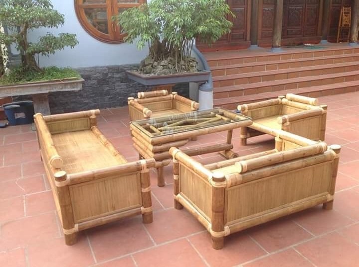 Handmade Bamboo Table and Chairs Set Garden Outdoor Furniture Handmade From Vietnam