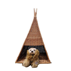 Handmade Rattan Cat and Dog beds Pet Bed Sofa, Nest Baskets Removable Cushion