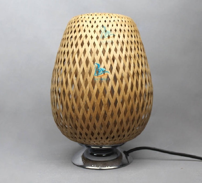 Elegant Bamboo LampShade. Bamboo Cover Light and Wicker Tablelamp for Home Decoration