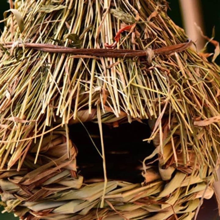 Handwoven Seagrass Bird House Tent Parrot Tunnel with Holes Natural Hanging Hammock Swing Nest Bird