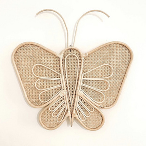 Cheapest! Hand woven wicker butterfly hanging wall kids room decoration