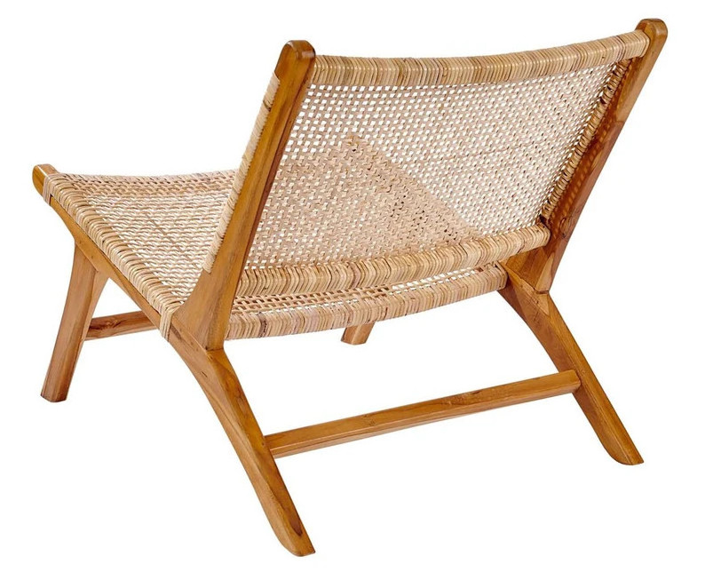 Lounge Chair in solid teak wood and rattan, for outside and inside home handmade from Vietnam