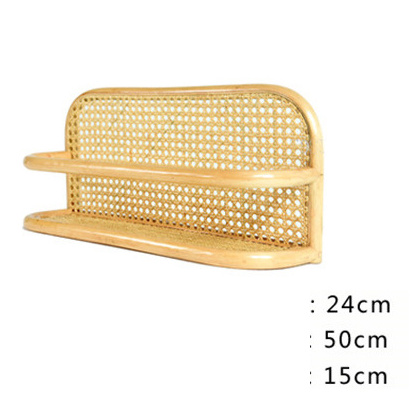 Single Rattan storage shelf for wall hanging rack for book Home decor rattan wall shelf