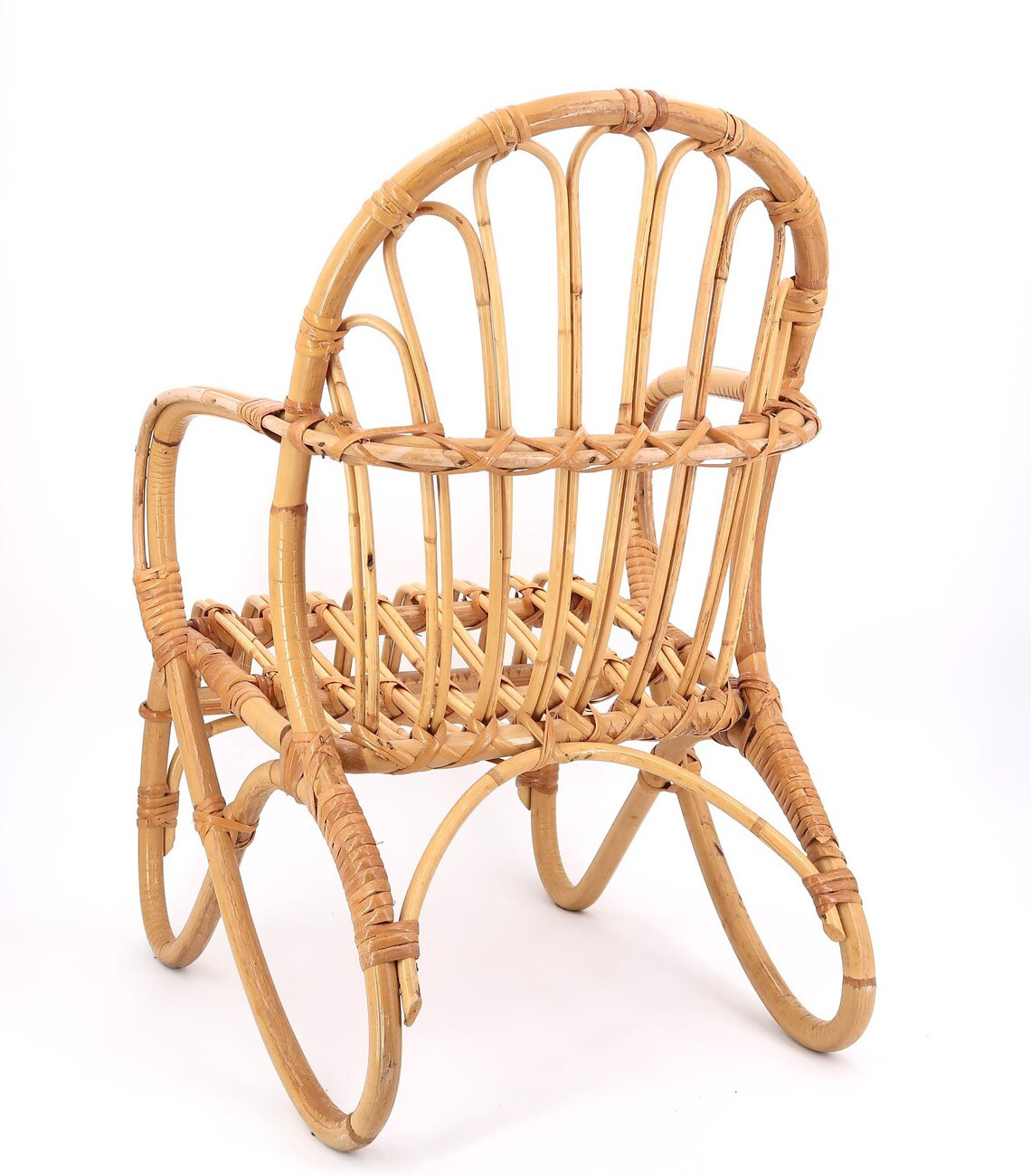 French vintage bamboo and rattan chair armchair 1950s / furniture bedroom child mid century modern boho chic bohemian