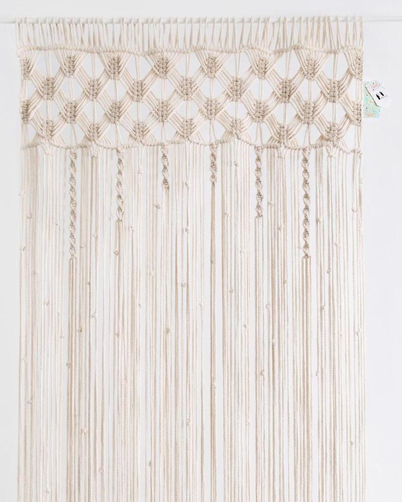 Long cotton rope macrame curtain for bedroom