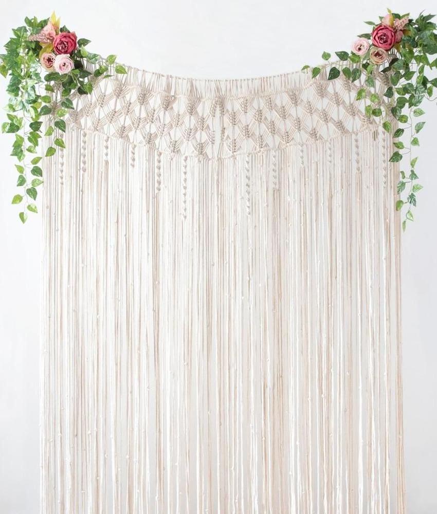 Long cotton rope macrame curtain for bedroom