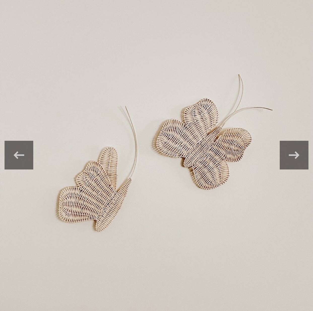 Hand voven set of 2 wicker rattan butterfly wall hanging decor kid room kids room decoration