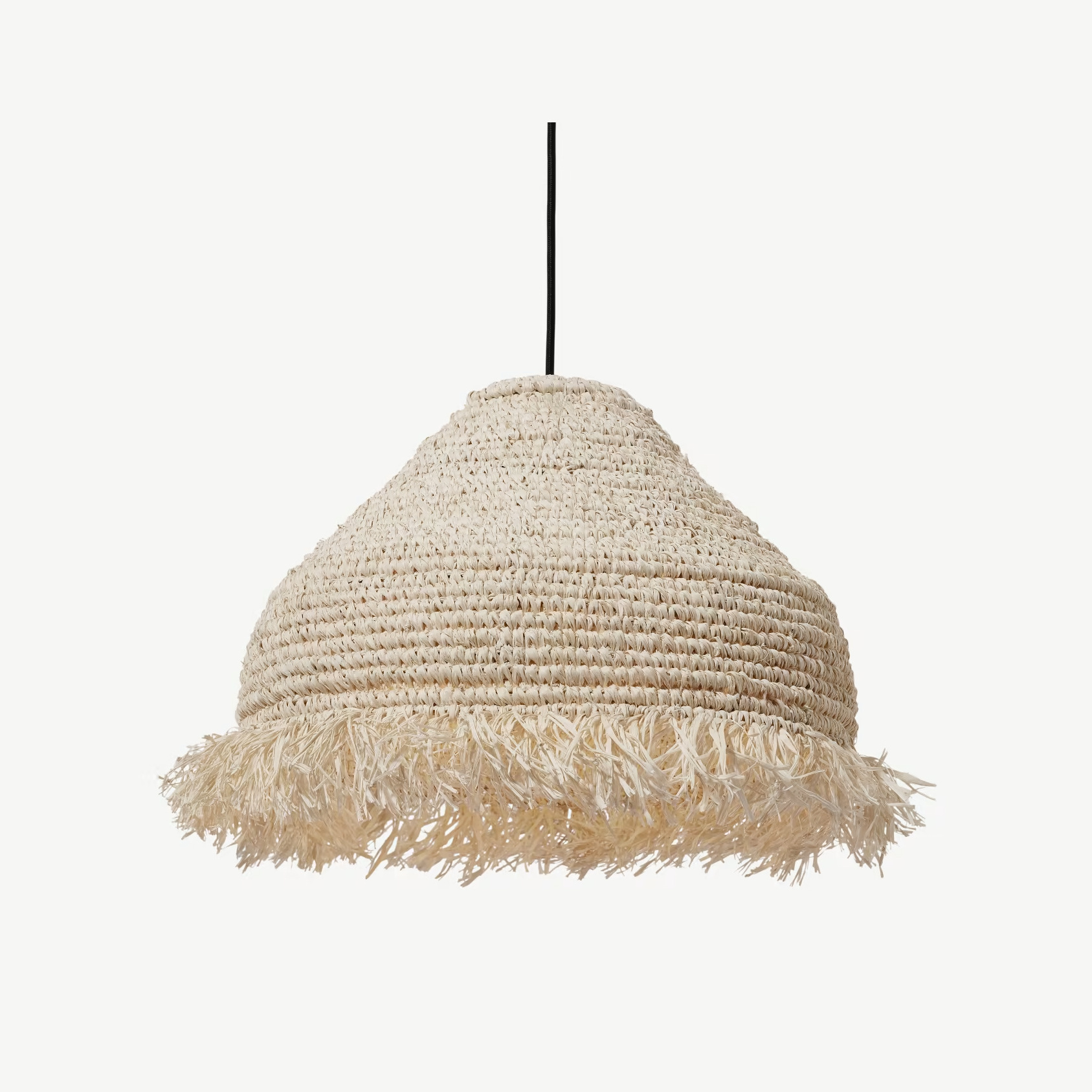 Cone paper raffia rattan tassel lampshade bamboo lampshade fringed lampshade DIY ceiling light