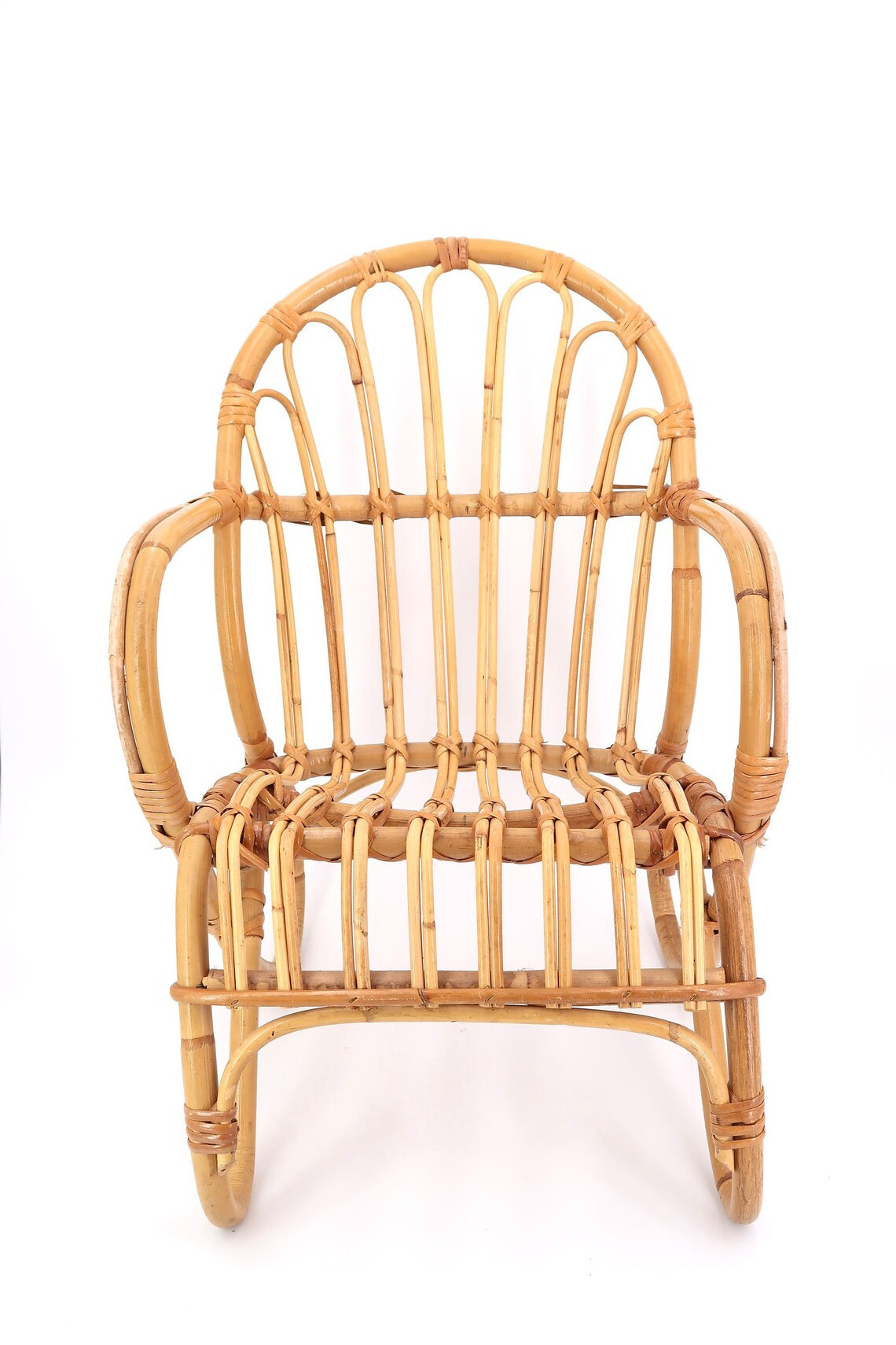 French vintage bamboo and rattan chair armchair 1950s / furniture bedroom child mid century modern boho chic bohemian