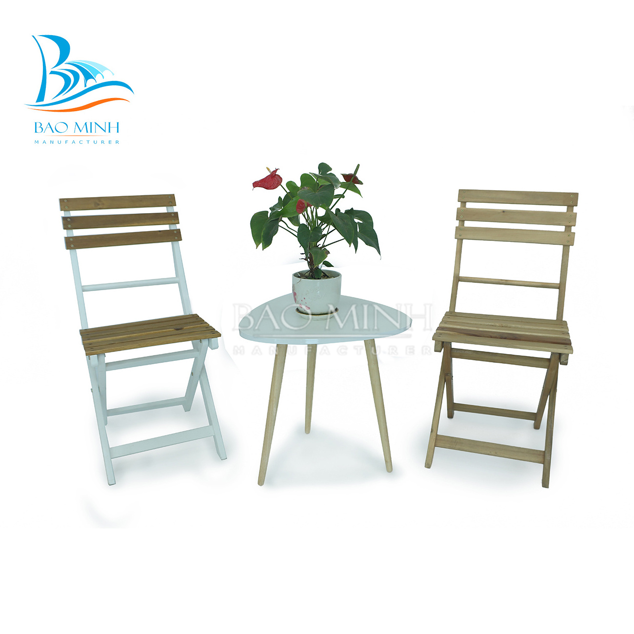 Wooden acacia bistro set outdoor furniture