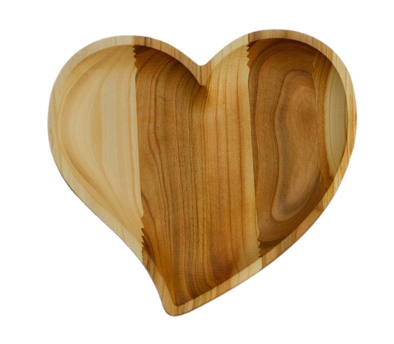 Natural Unique wooden heart shaped serving tray