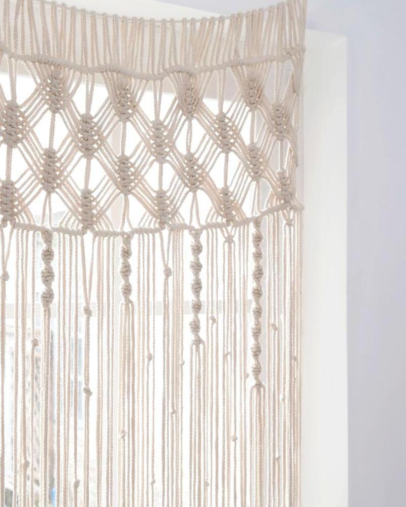 Long cotton rope macrame curtain for bedroom