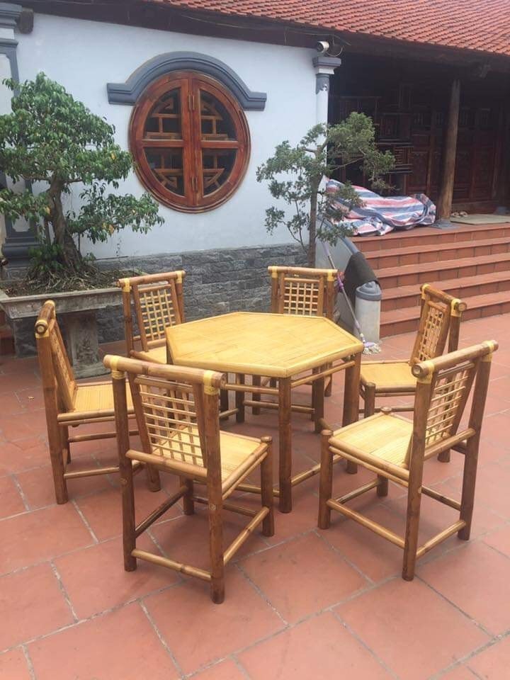 Handmade Bamboo Table and Chairs Set Garden Outdoor Furniture Handmade From Vietnam