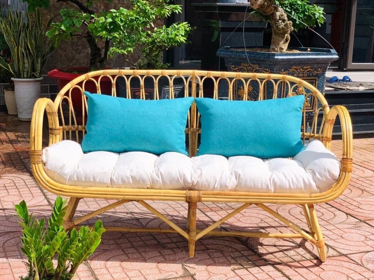 Vintage Rattan Living Room Sofas Set Furniture Handmade From Manufacturer in Vietnam Eco friendly High Quality