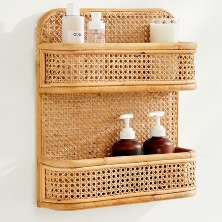 Single Rattan storage shelf for wall hanging rack for book Home decor rattan wall shelf