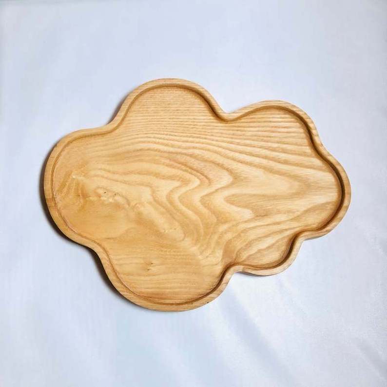 Natural Unique wooden heart shaped serving tray