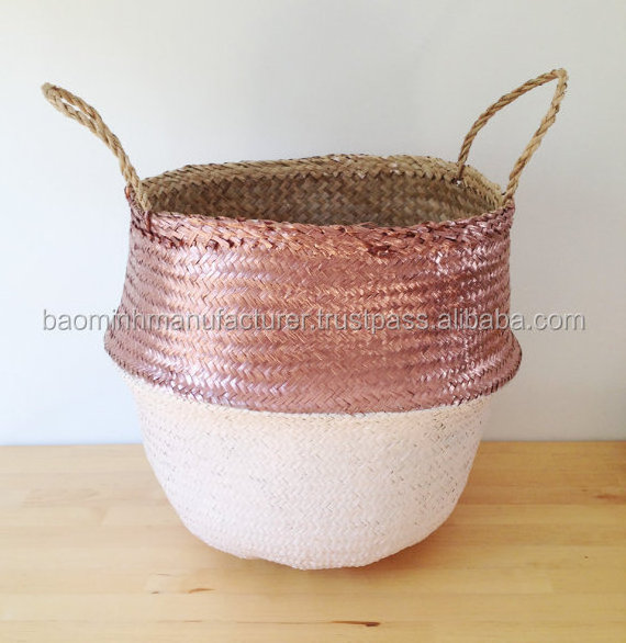 New color Copper Rose Gold seagrass belly basket