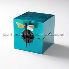 Ecofriendly blue lacquer box with white trim