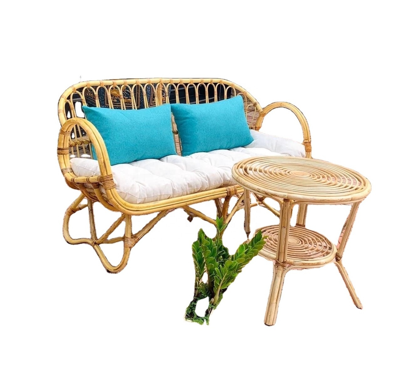 Vintage Rattan Living Room Sofas Set Furniture Handmade From Manufacturer in Vietnam Eco friendly High Quality