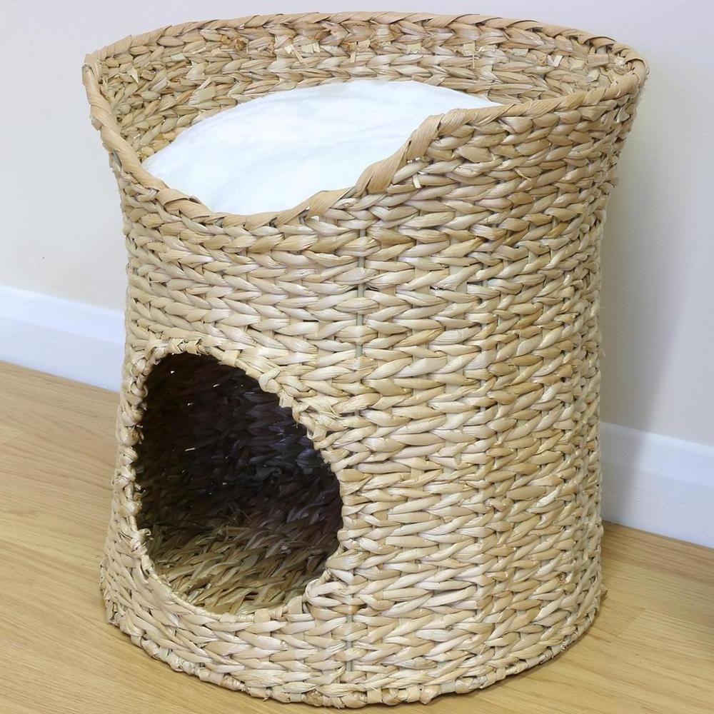 Wicker bed for cat or dog Two tier bed with berth and cave made of natural wicker