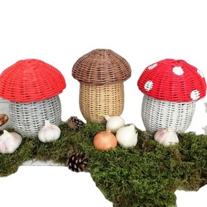 MUSHROOM wicker baskets with lid, food storage basket